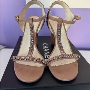 Chanel Nude Chain-Detailt-strap  High Heel Sandals
